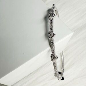Silver Heart Diamond Bangle Bracelet